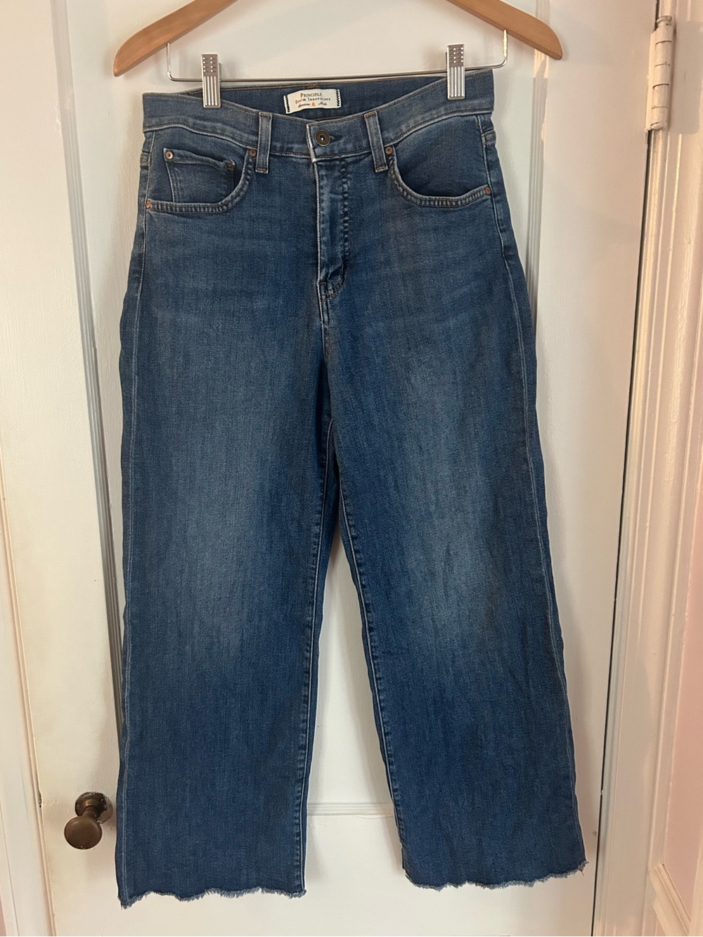 Principle Denim Innovators The Nomad Wide Leg Cropped Jeans Raw Hem - Size 28
